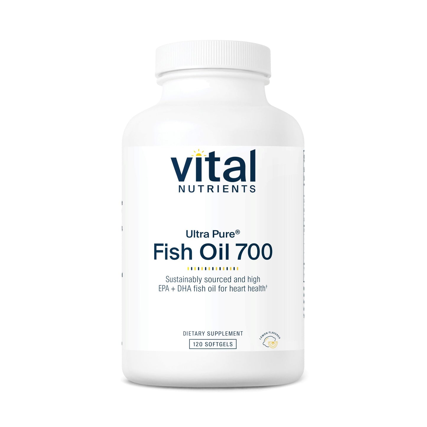 Vital Nutrients Ultra Pure Fish Oil 700 | High EPA & DHA, Lemon Flavor | 120 Softgels