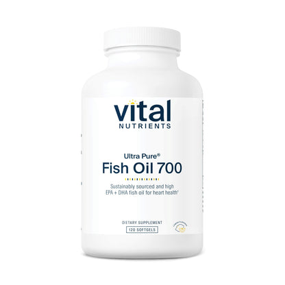 Vital Nutrients Ultra Pure Fish Oil 700 | High EPA & DHA, Lemon Flavor | 120 Softgels