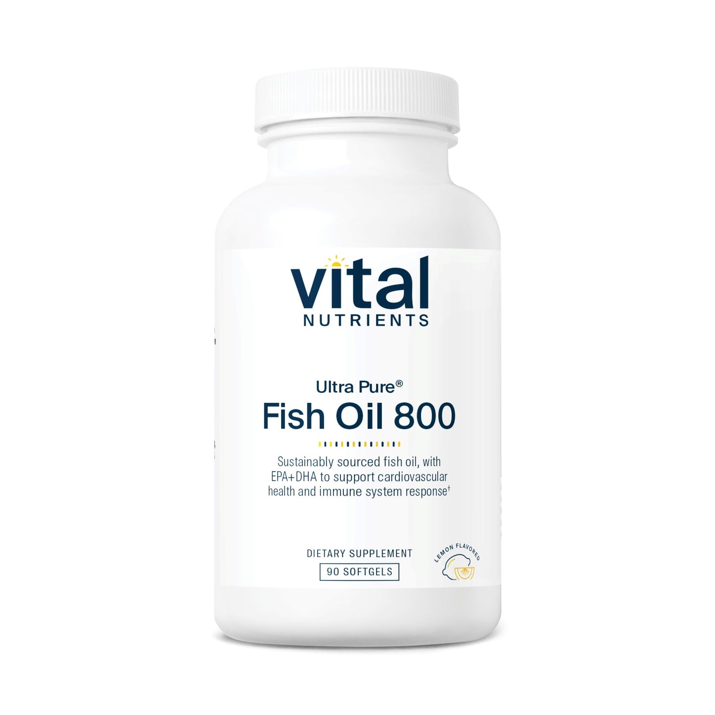 Vital Nutrients Ultra Pure Fish Oil 800 – High EPA & DHA Omega-3, Lemon, 90 Softgels