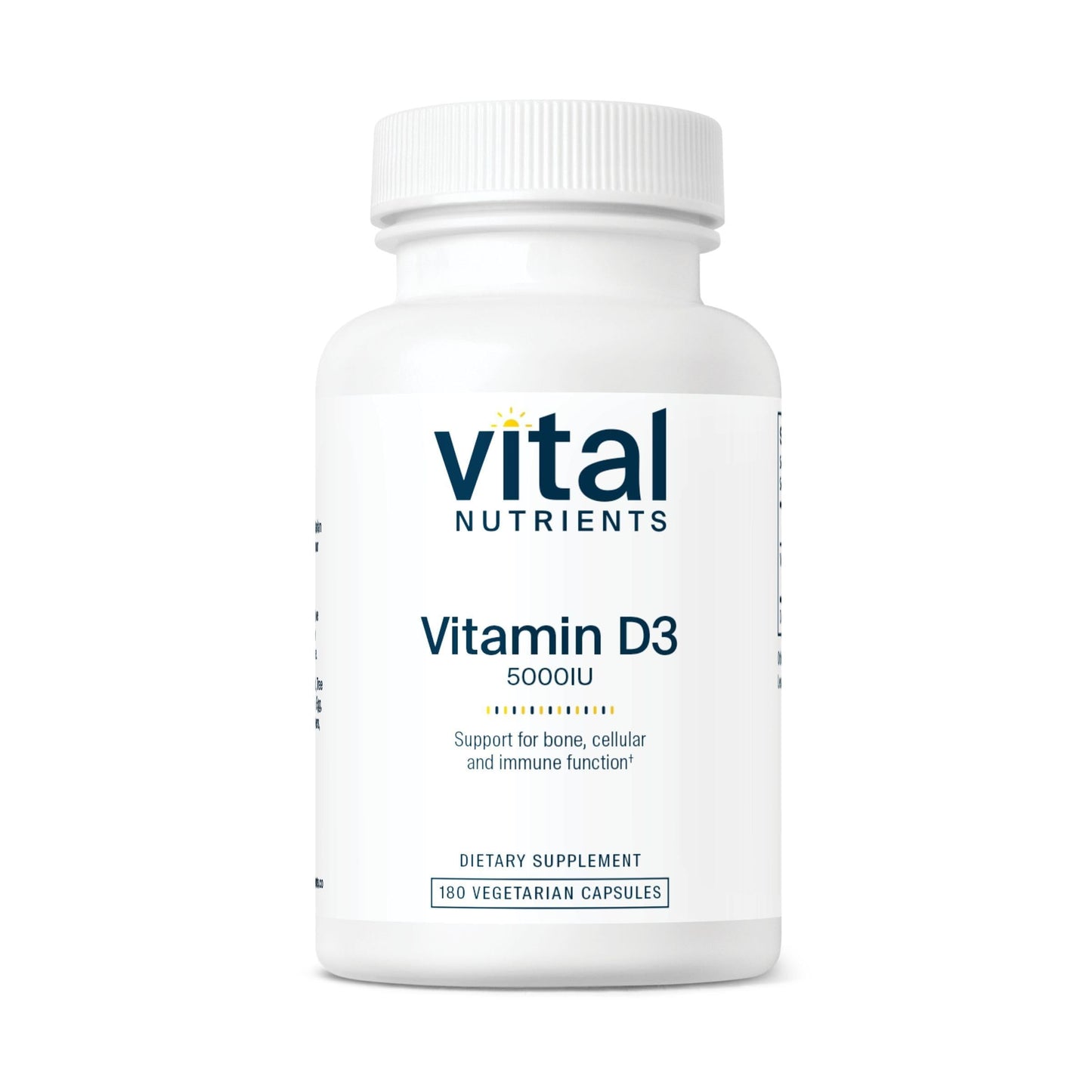 Vital Nutrients Vitamin D 5000 IU D3 Supplement – Supports Bones, Teeth & Immunity | Gluten, Dairy & Soy Free | 180 Capsules