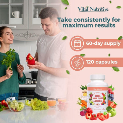 Vital Super Fruits & Veggies – 2-in-1 Daily Capsule for Energy, Immunity & Vitality | Vital Nutritive