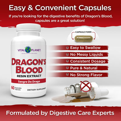Vital Planet Dragon's Blood Resin Extract Croton lechleri – Digestive Health, 500 mg, 60 Capsules