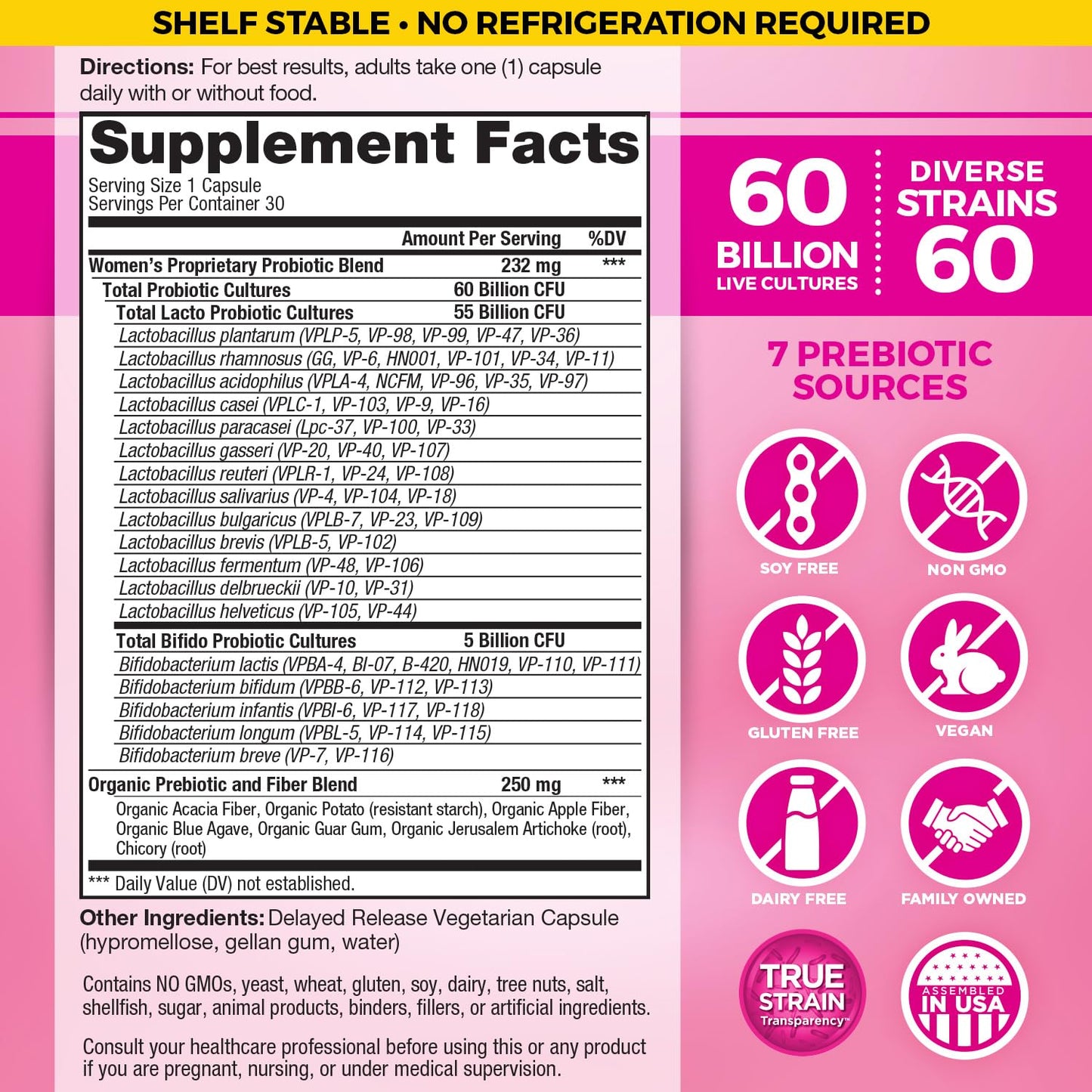 Vital Flora Probiotics for Women – 60 Billion CFU, 60 Strains, Organic Prebiotics | Vital Planet