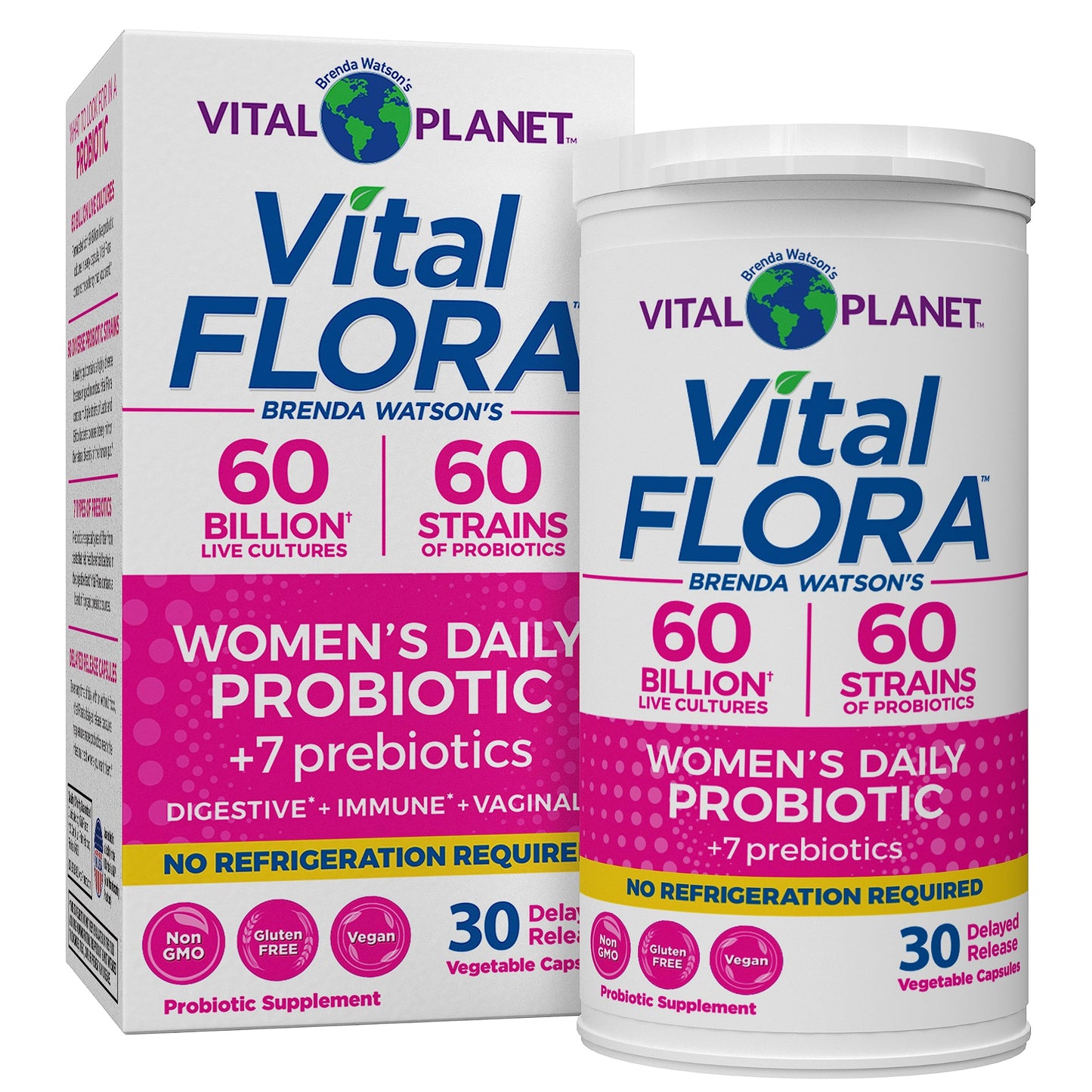 Vital Flora Probiotics for Women – 60 Billion CFU, 60 Strains, Organic Prebiotics | Vital Planet