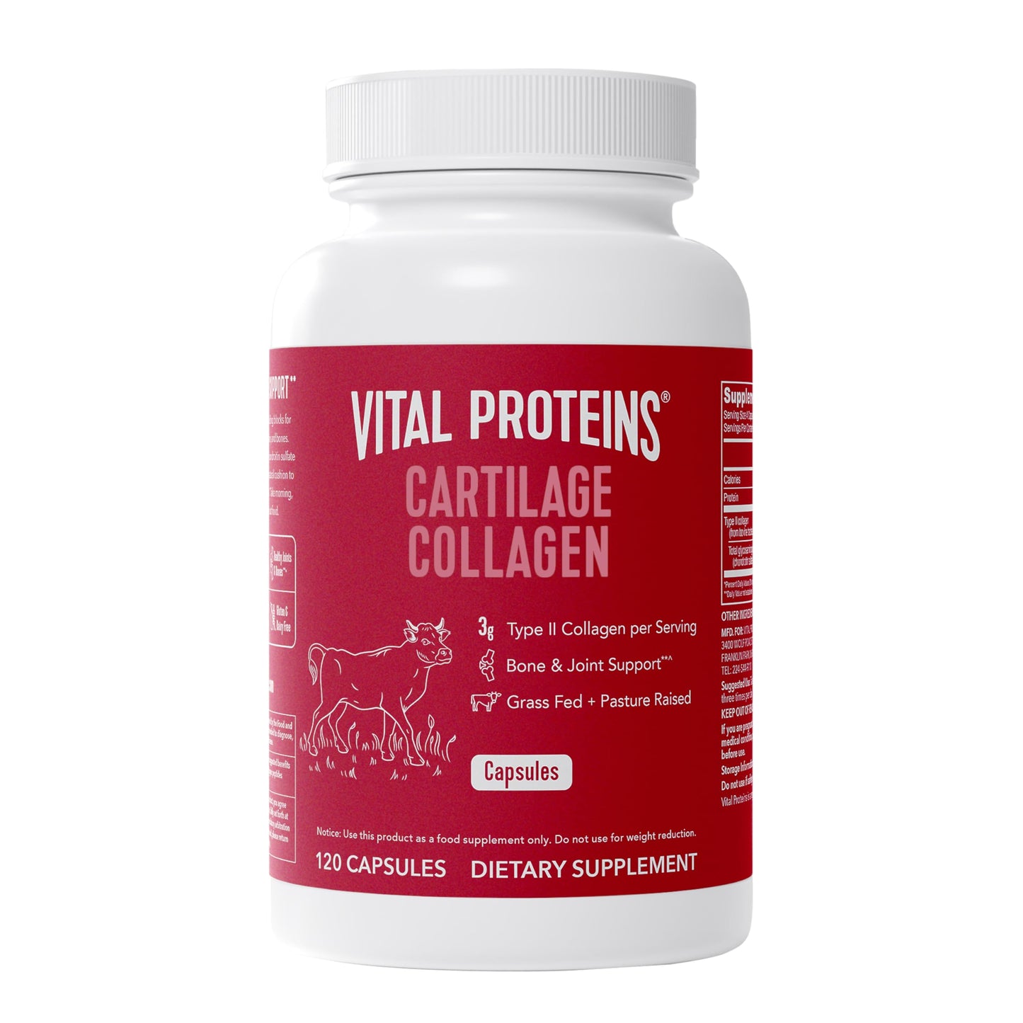 Vital Proteins Cartilage Capsules – Type II Collagen & Chondroitin, 750 mg, 120 Capsules