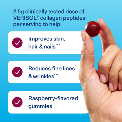 Vital Proteins Collagen Gummies – 2.5g VERISOL Collagen Peptides for Hair, Skin, Nails & Wrinkles | 120 ct Bottle, Pack of 2, Raspberry Flavor