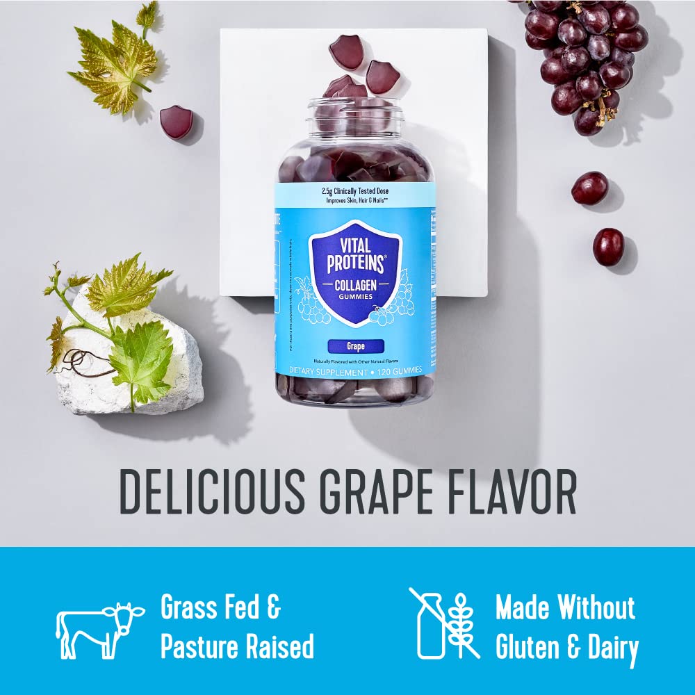Vital Proteins Collagen Gummies – 2.5g VERISOL, 120ct x 2, Grape