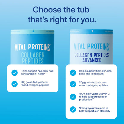 Vital Proteins Collagen Peptides Advanced with Hyaluronic Acid & Vitamin C – 20oz, 27 Servings