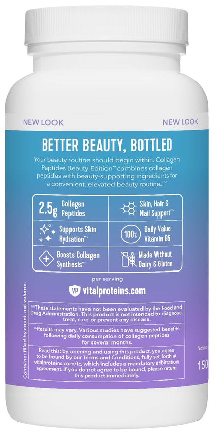Vital Proteins Collagen Peptides Beauty Edition Capsules — 2.5g per Serving, Biotin & Vitamin C, 30 Servings