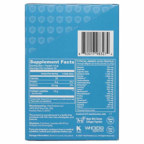 Vital Proteins Collagen Peptides Travel Packs – Type I & III, Unflavored, 10g (30-count)