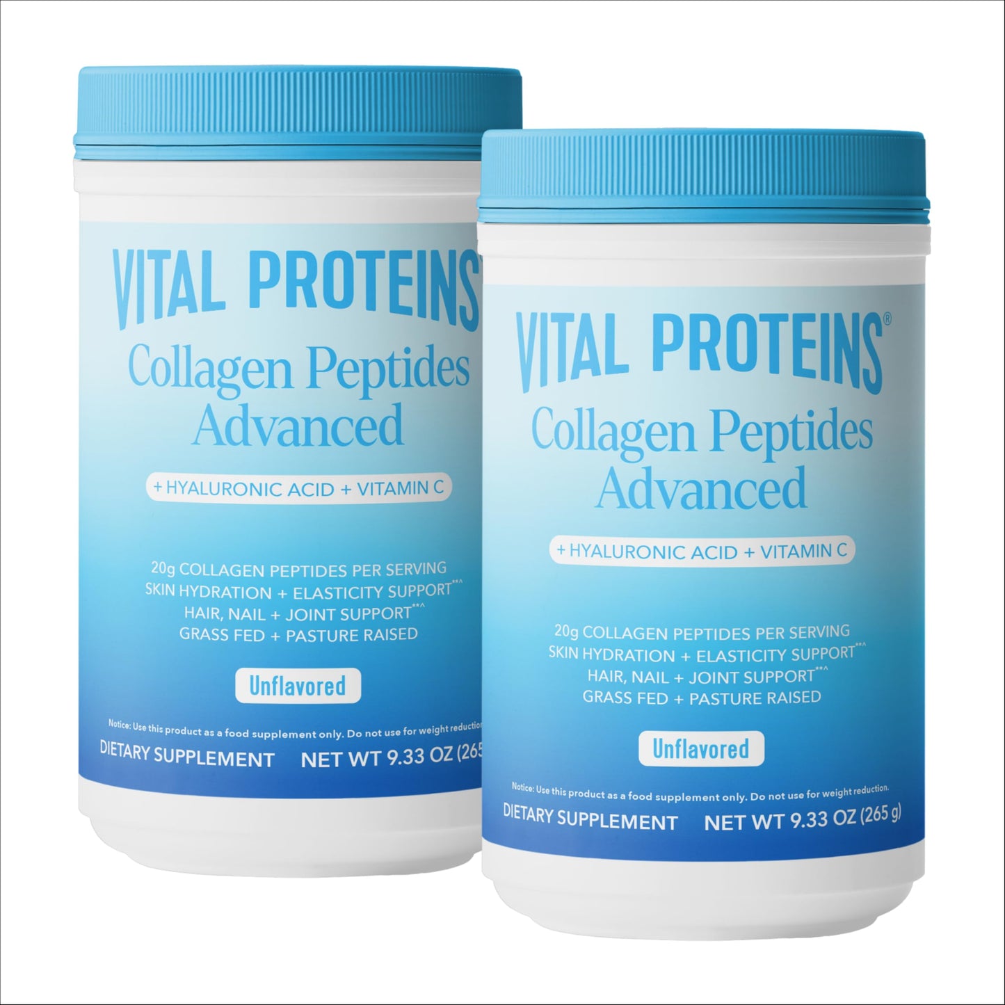 Vital Proteins Collagen Peptides Powder – Unflavored 9.33oz Bundle (2 Pack) | Hair, Skin, Nails & Joints