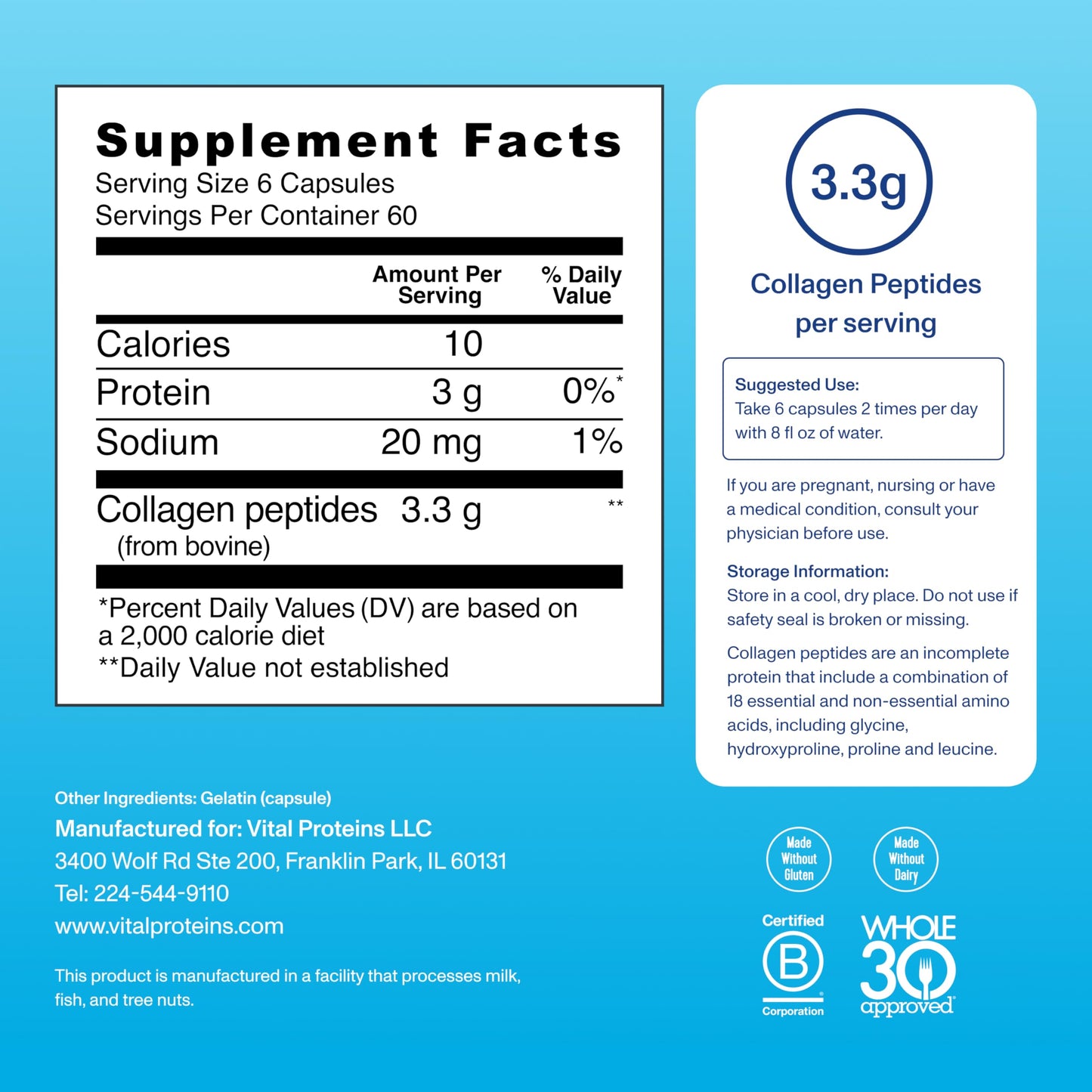 Vital Proteins Collagen Peptides Capsules for Women – 360 Capsules | Daily Wellness Support