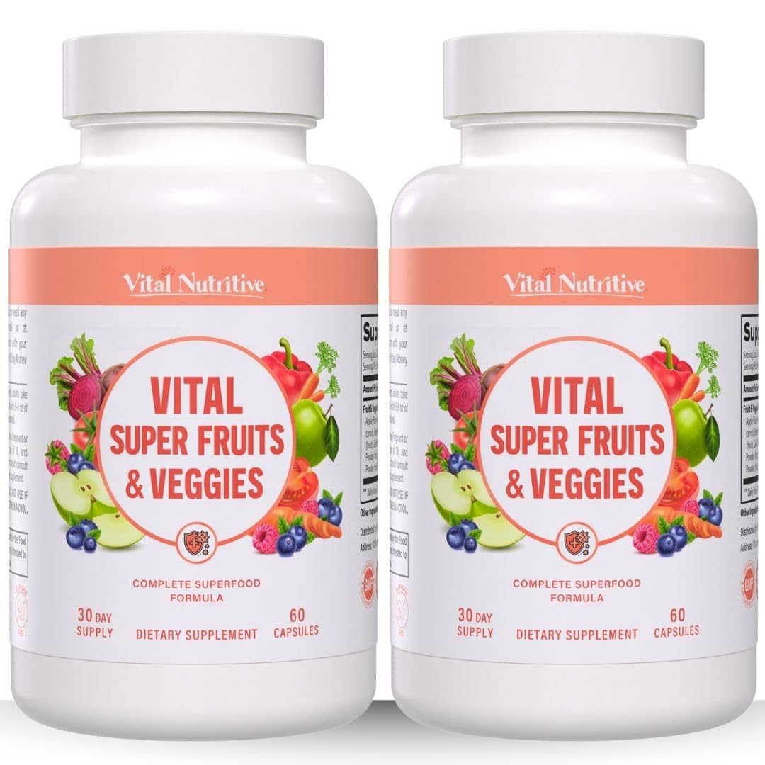 Vital Super Fruits & Veggies – 2-in-1 Daily Capsule for Energy, Immunity & Vitality | Vital Nutritive