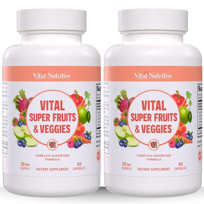 Vital Super Fruits & Veggies – 2-in-1 Daily Capsule for Energy, Immunity & Vitality | Vital Nutritive