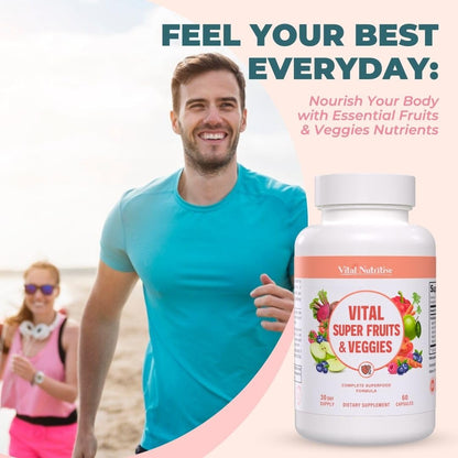 Vital Super Fruits & Veggies – 2-in-1 Daily Capsule for Energy, Immunity & Vitality | Vital Nutritive