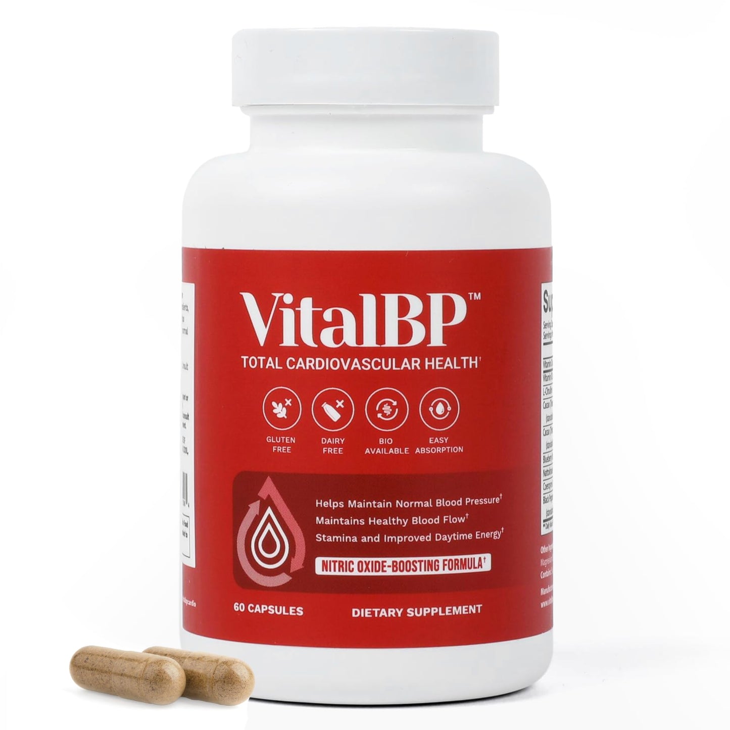 VitalBP - Support for Normal Blood Pressure & Healthy Blood Flow | CoQ10, L-Citrulline, K2 & D3 - 60 Capsules