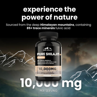 Pure Shilajit Capsules | Maximum Potency Organic Himalayan Resin – 60 Tablets