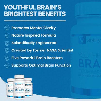 Vitality Now Youthful Brain - Brain Health Support with Bacopa & B12 | 60 Count