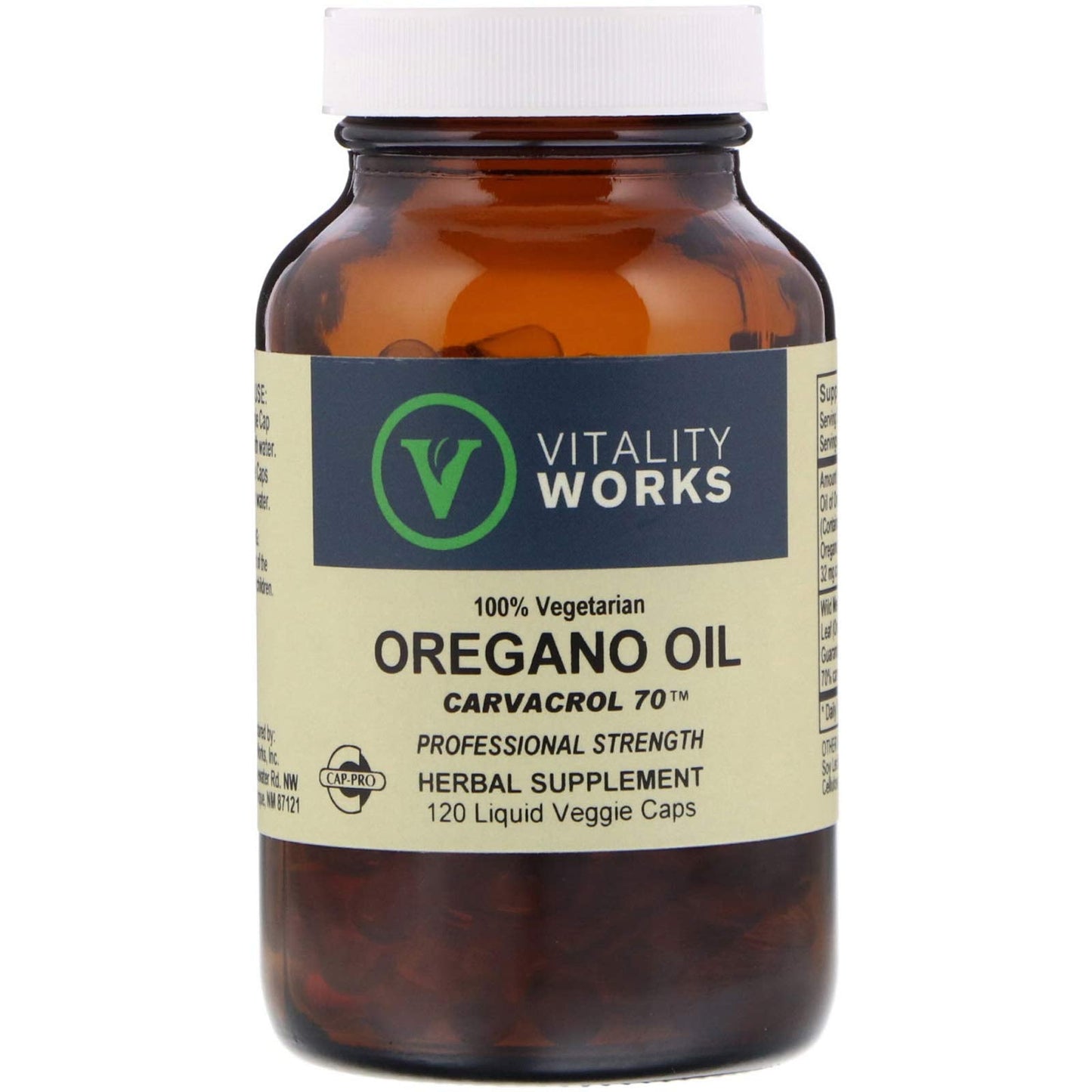 VITALITY WORKS Vegan Oregano Oil 120 CT - Cap-Pro Herbal Supplement