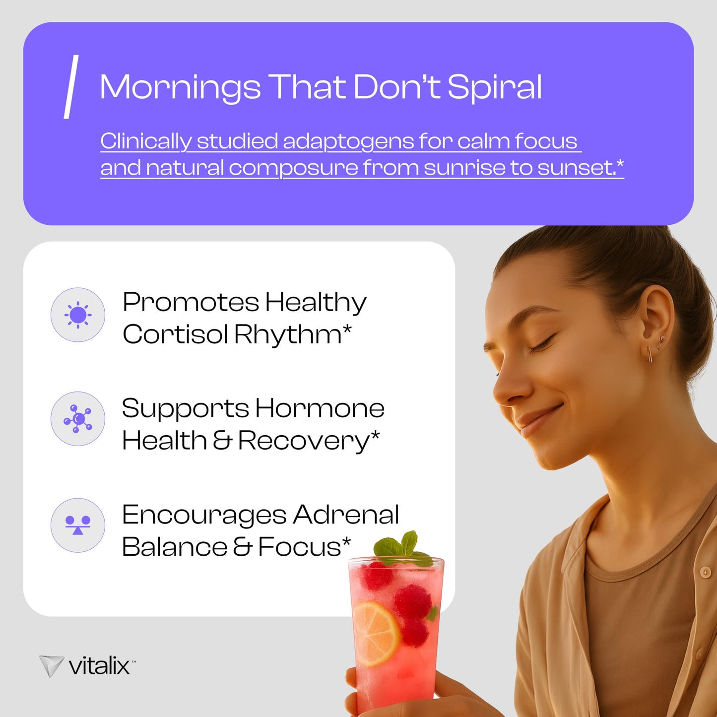 NutraVōs Vitalix – Cortisol Reducer & Adaptogen Drink Mix (Ashwagandha KSM-66, Magnesium Glycinate, L-Theanine) Raspberry Lemonade – 30 Servings