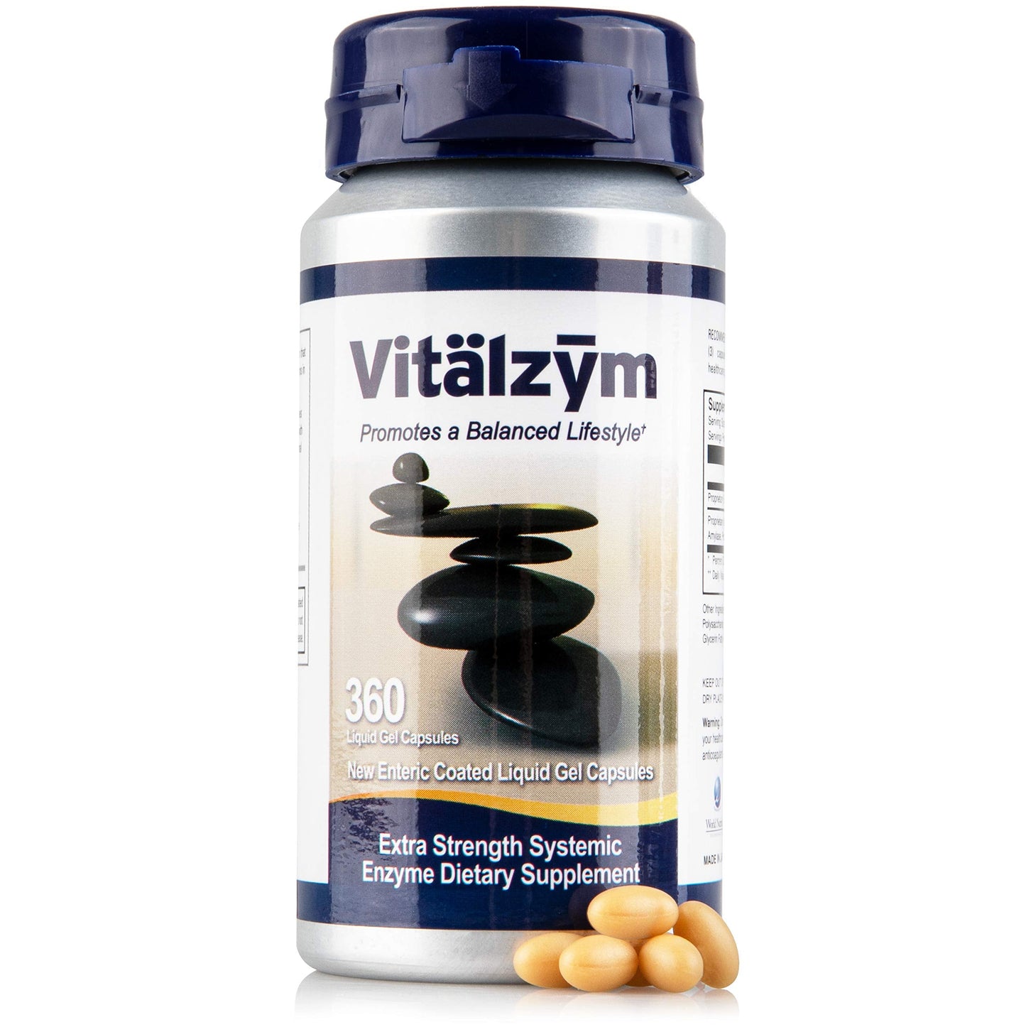 VITÄLZYM Proteolytic Systemic Enzymes Liquid Gel Capsules – Serrapeptase, Joint & Immune Support, 360 Capsules