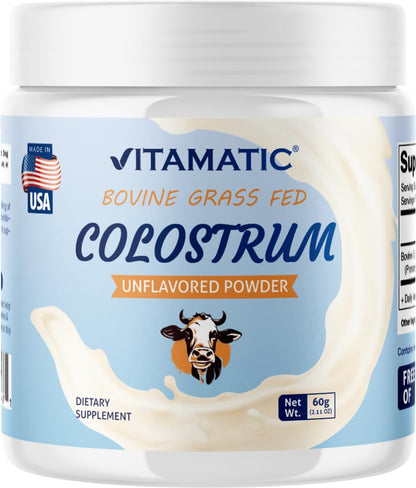 Vitamatic Bovine Colostrum 30% IgG Powder – Gut Health & Immune Support (60g, Unflavored)