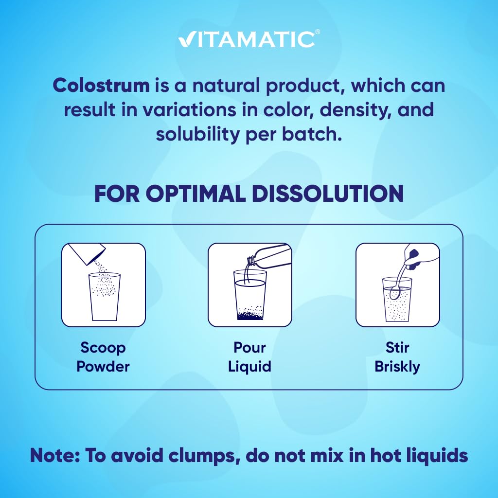 Vitamatic Bovine Colostrum 30% IgG Powder – Gut Health & Immune Support (60g, Unflavored)