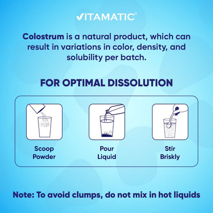 Vitamatic Bovine Colostrum 30% IgG Powder – Gut Health & Immune Support (60g, Unflavored)