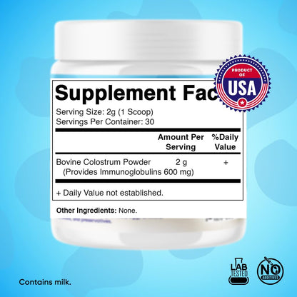 Vitamatic Bovine Colostrum 30% IgG Powder – Gut Health & Immune Support (60g, Unflavored)
