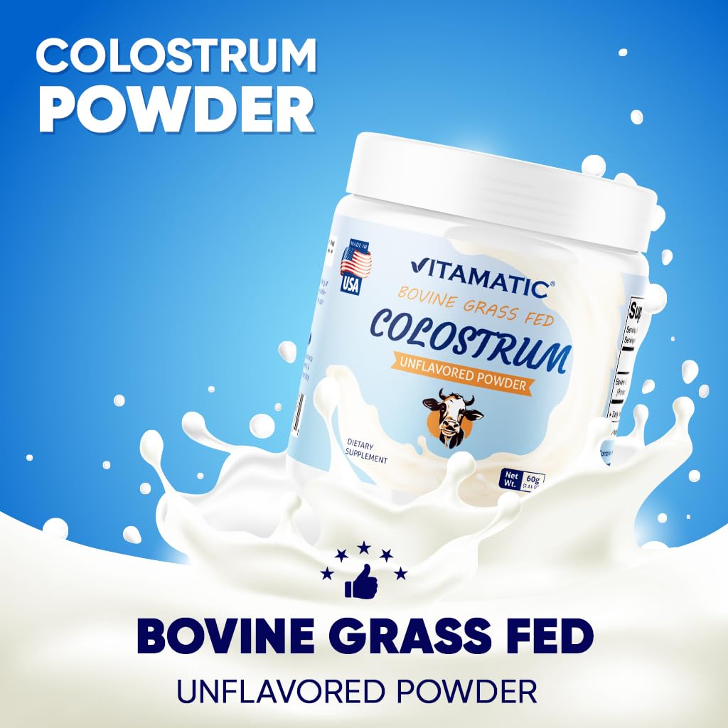 Vitamatic Bovine Colostrum 30% IgG Powder – Gut Health & Immune Support (60g, Unflavored)