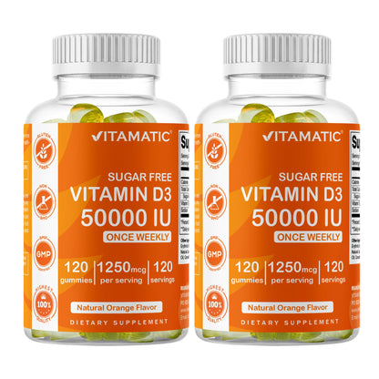 Vitamatic Sugar Free Vitamin D3 50,000 IU Weekly Gummies - 2 Pack