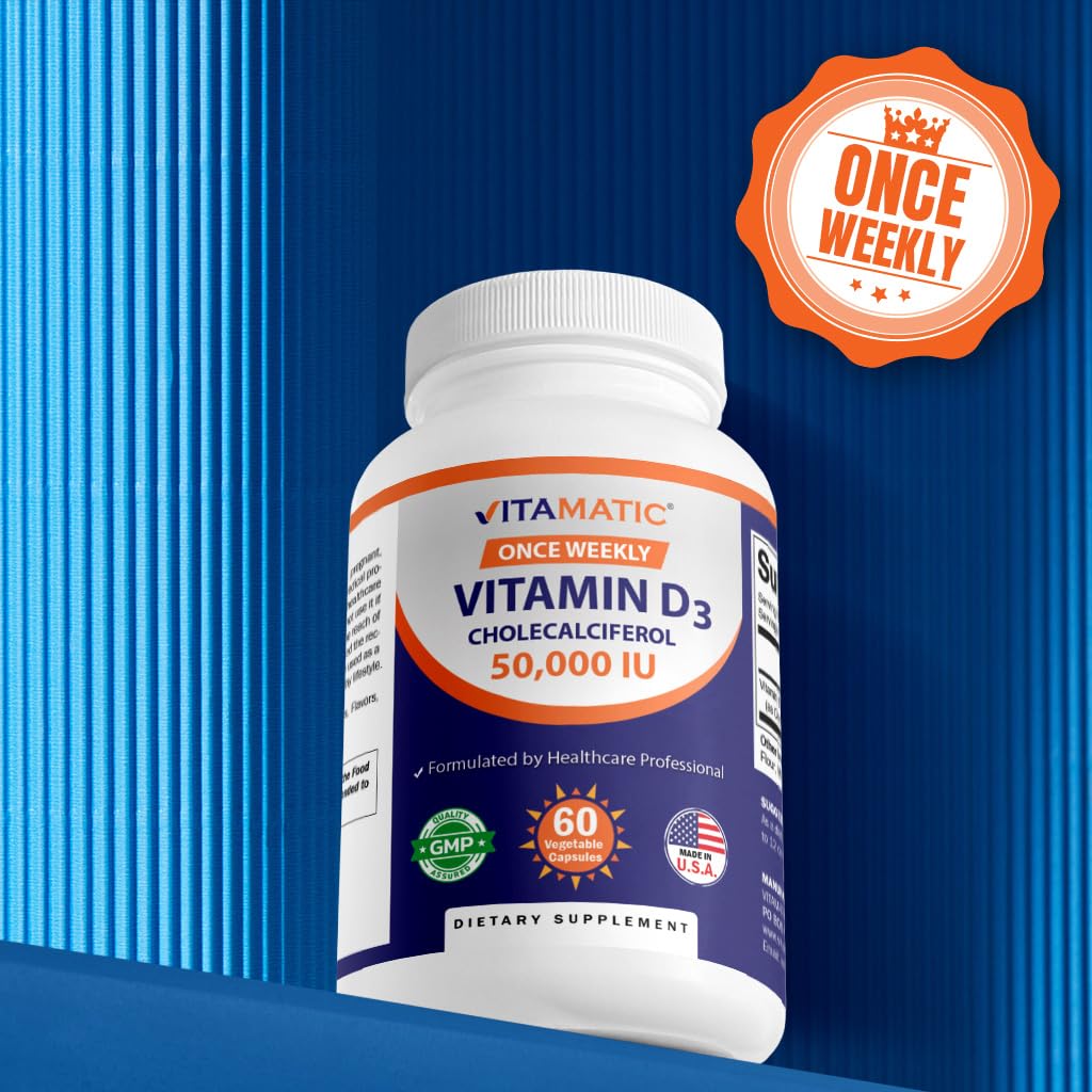 Vitamatic Vitamin D3 50,000 IU Weekly Dose – 60 Veggie Capsules
