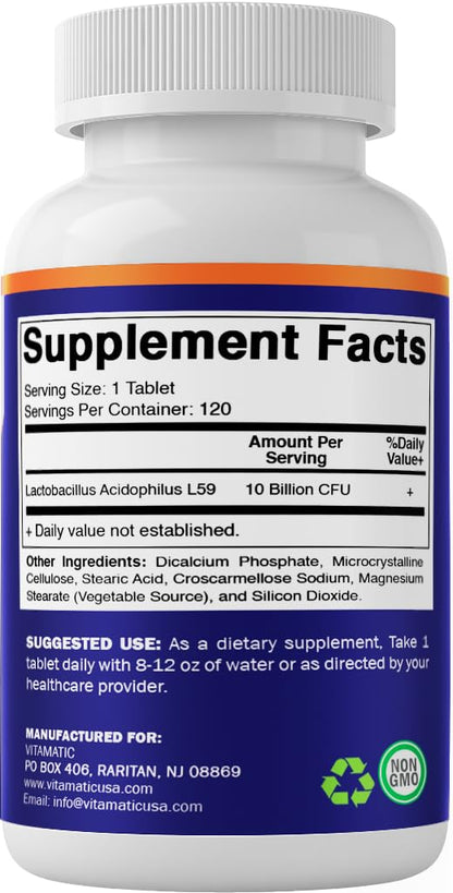 Vitamatic Probiotic 240 Tablets – 10B CFU Acidophilus, 5X Potency