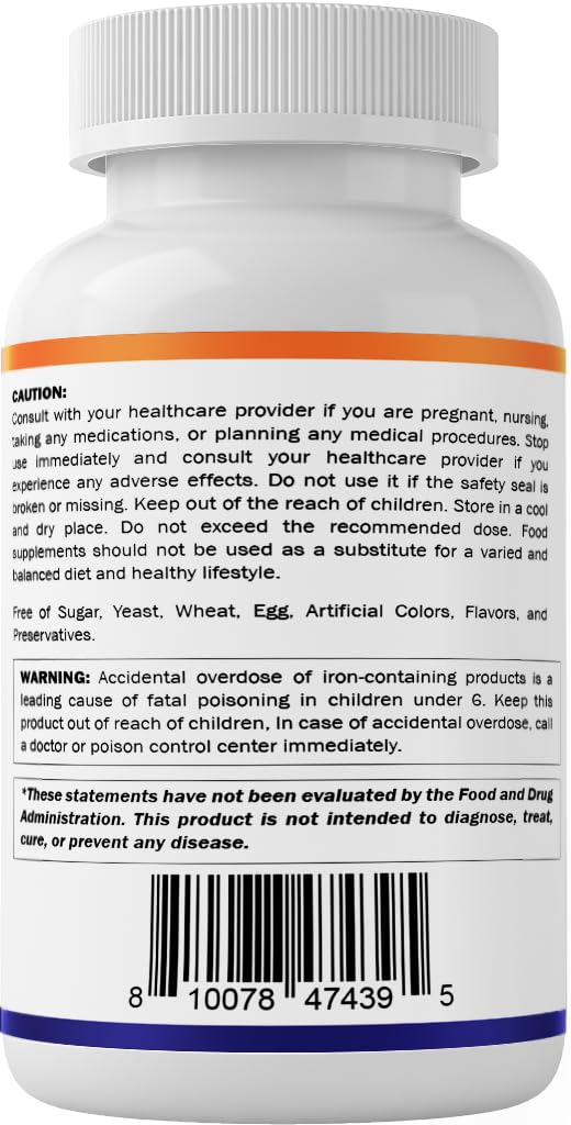 Vitamatic Ferrous Sulfate 325 mg + Vitamin C 100 mg - 65 mg Elemental Iron - 250 Tablets - Made in USA