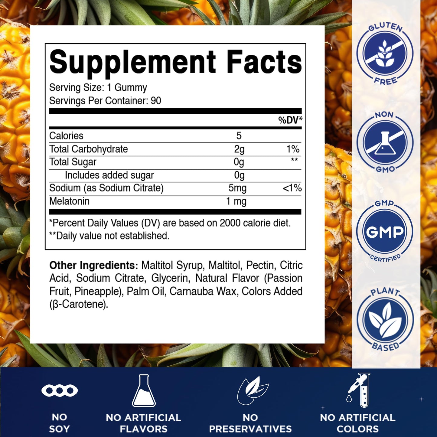 Vitamatic Sugar Free Kids Melatonin 1mg Gummies – Pineapple & Passionfruit, 90 Gummies (90 Days Supply)