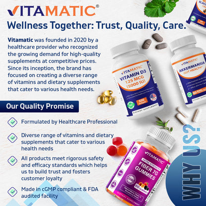 Vitamatic L-Tryptophan 1000mg – 120 Tablets (Pack of 1) | Non-GMO & Gluten Free