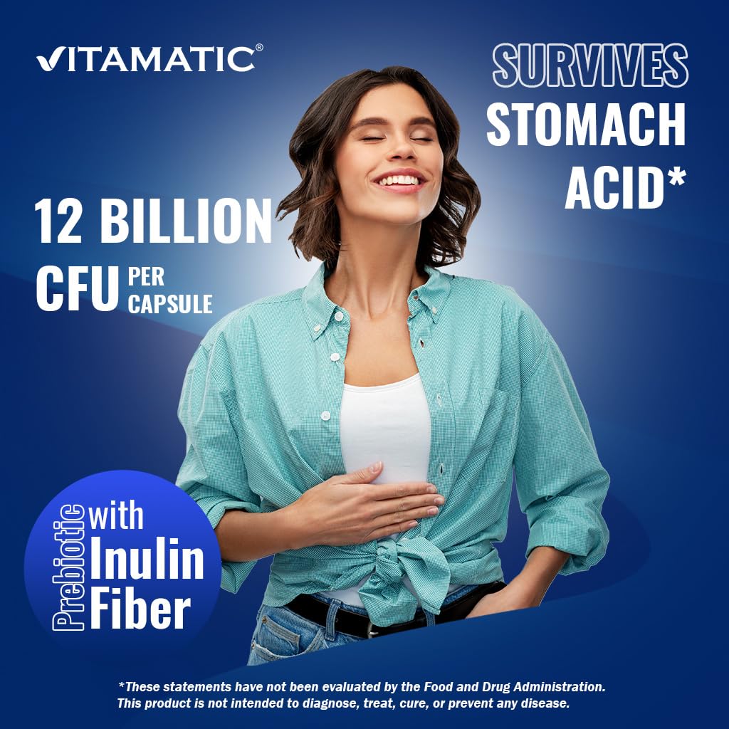 Vitamatic Lactobacillus Gasseri – 12B CFU DR Capsule, 60 Count, Digestive Support