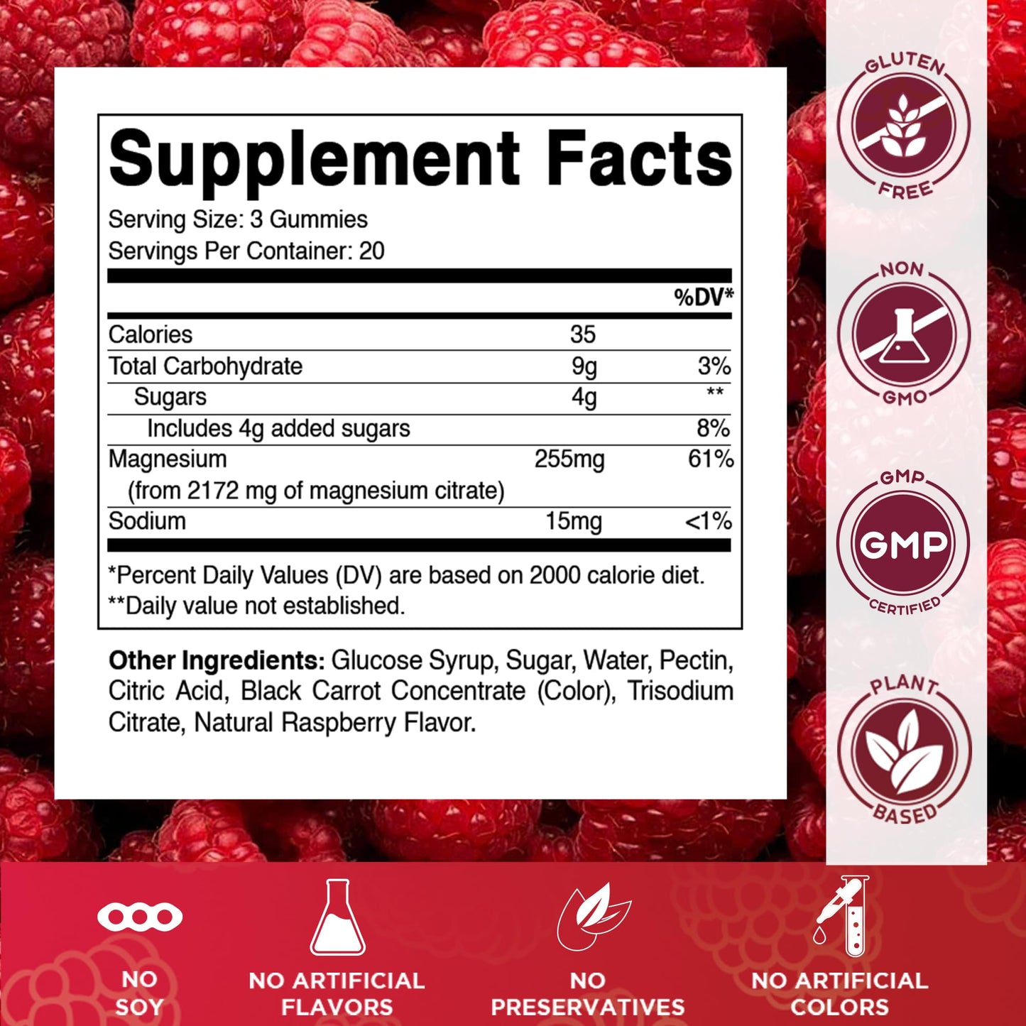 Vitamatic Magnesium Gummies – 255 mg Elemental Mg, 60 Vegan Gummies