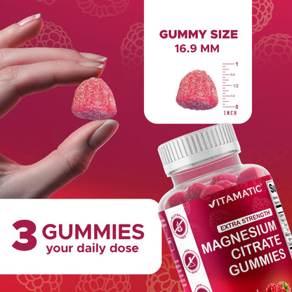 Vitamatic Magnesium Gummies – 255 mg Elemental Mg, 60 Vegan Gummies