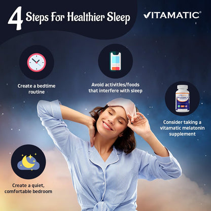 Vitamatic Melatonin 10 mg with Magnesium 200 mg – 120 Tablets | Sleep Support