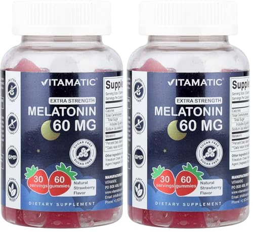 Vitamatic Sugar Free Melatonin Gummies 60 mg – 60 Veg Gummies, Pack of 2