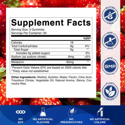 Vitamatic Sugar Free Melatonin Gummies 60 mg – 60 Veg Gummies, Pack of 2