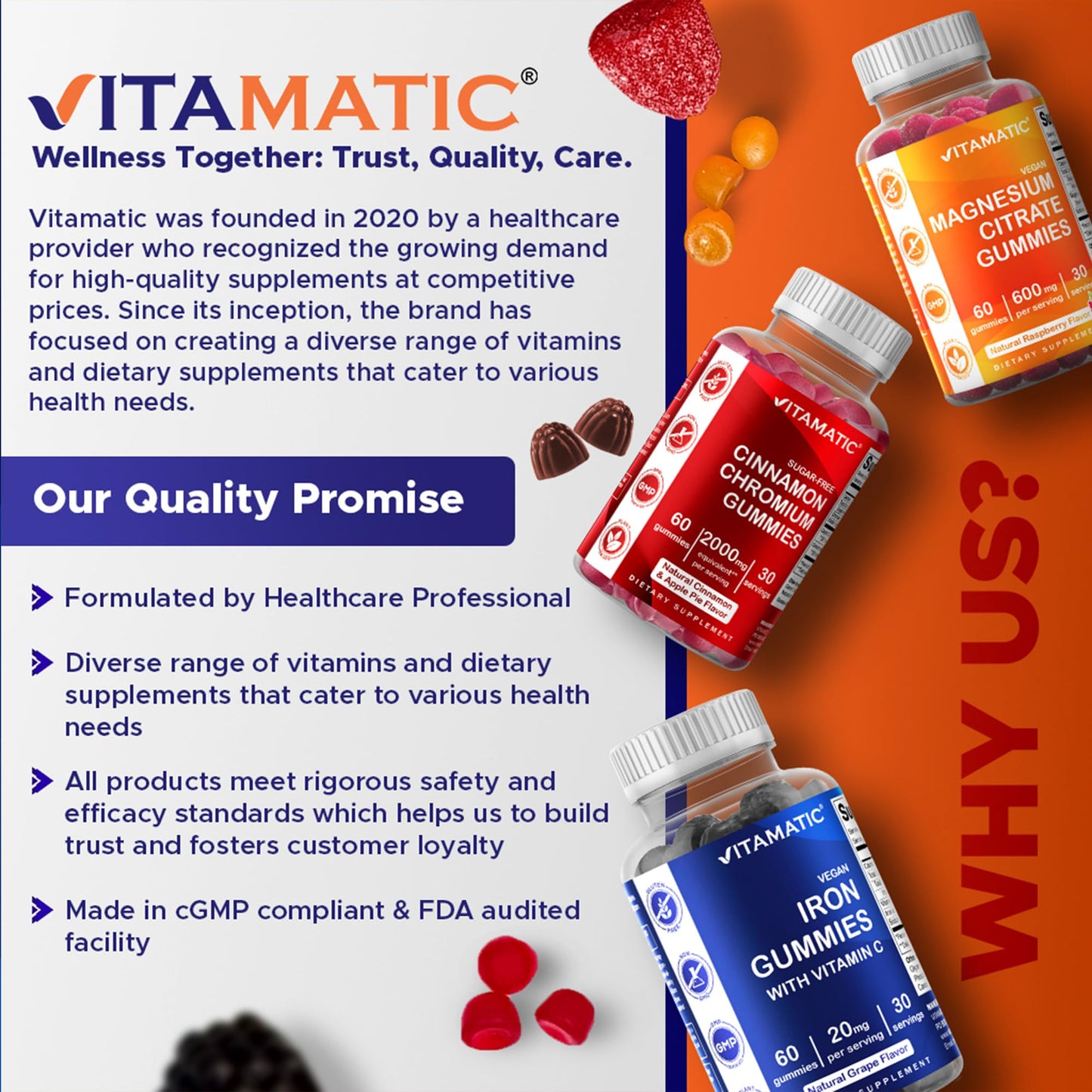 Vitamatic Sugar Free Melatonin Gummies 60 mg – 60 Veg Gummies, Pack of 2