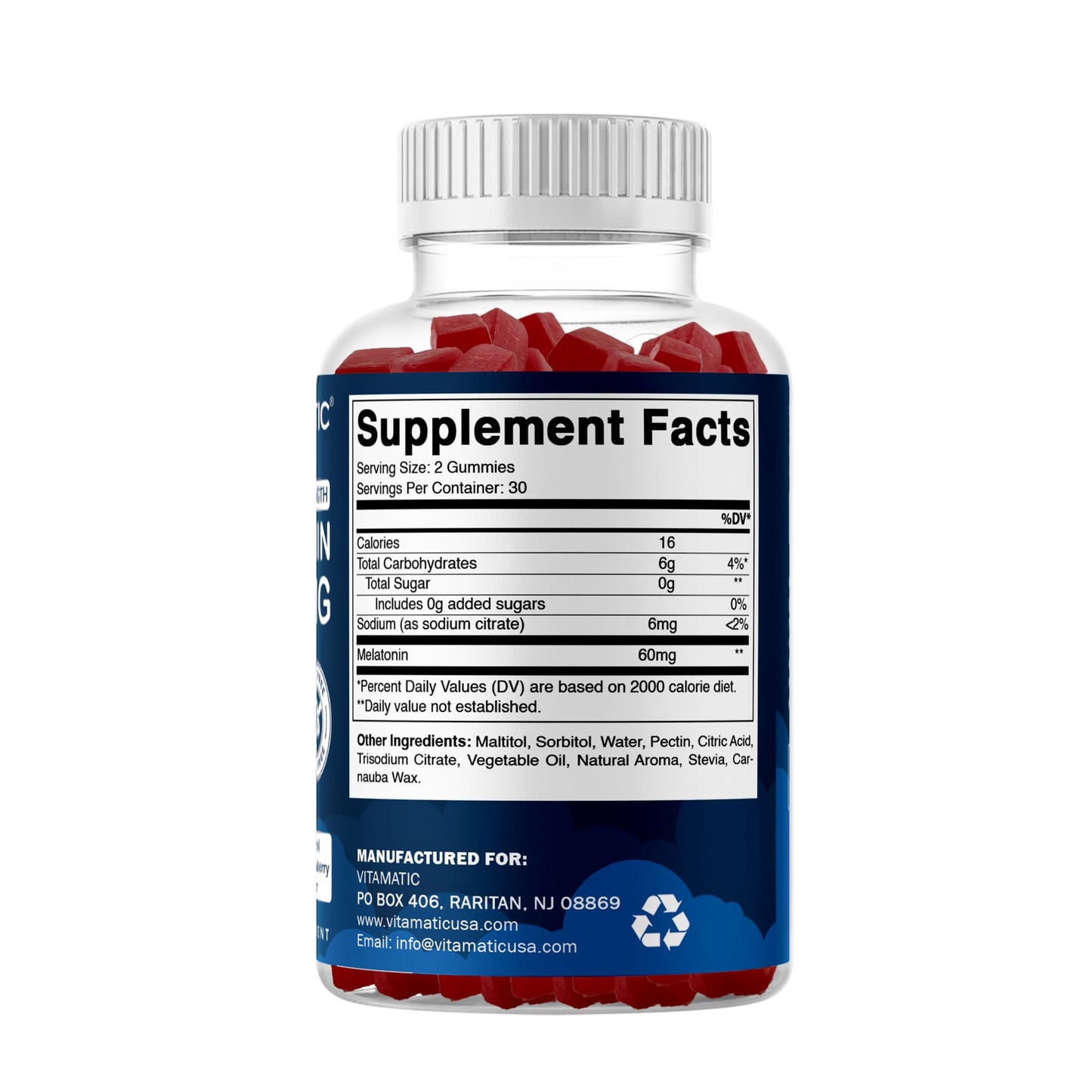 Vitamatic Sugar Free Melatonin Gummies 60 mg – 60 Veg Gummies, Pack of 2