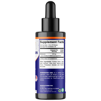 Vitamatic 4-Pack Melatonin 20mg Liquid Drops – Berry Flavor, Non-GMO