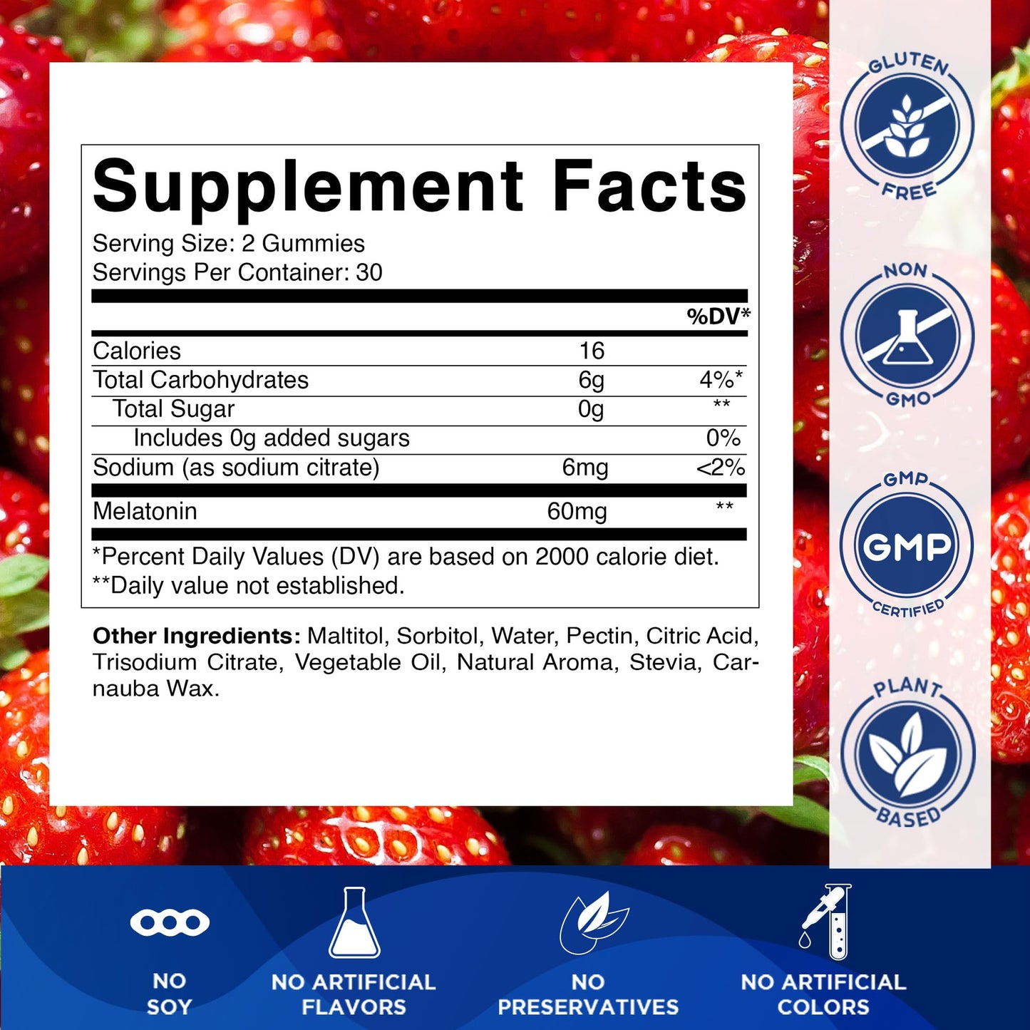 Vitamatic Sugar Free Melatonin 60 mg Gummies – 2 Pack (60 Gummies) – Vegan, Non-Habit Forming