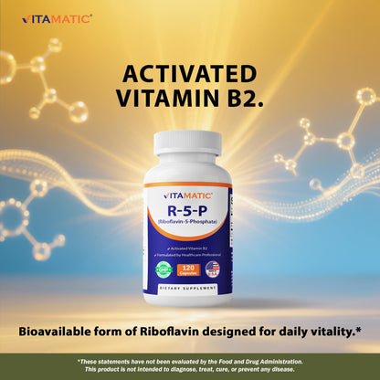 Vitamatic R-5-P Riboflavin-5-Phosphate 50 mg | 120 Vegetarian Capsules