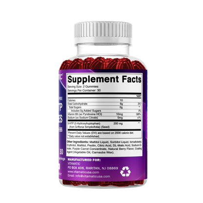 Vitamatic Sugar Free 5-HTP 200mg Gummies with B6 – 60 Pectin-Based Vegan Gummies