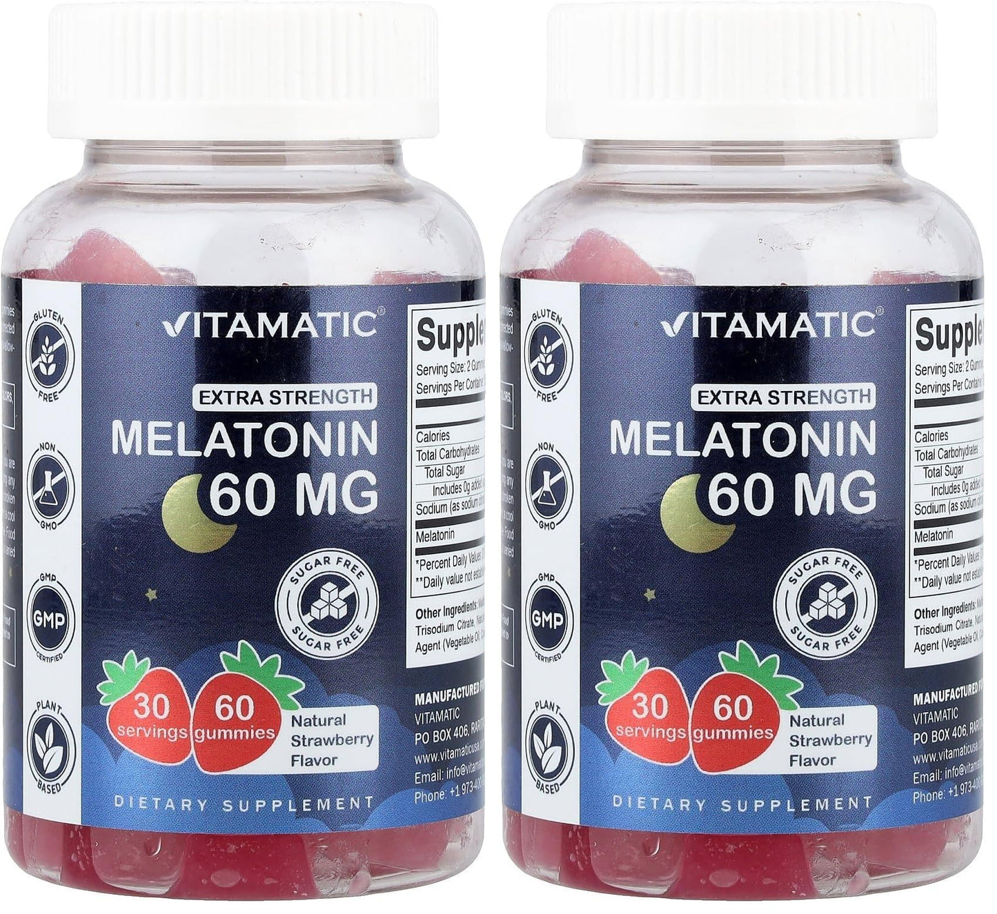 Vitamatic Sugar Free Melatonin Gummies 60 mg – 60 Veg Gummies, Pack of 2