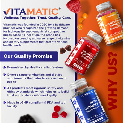 Vitamatic Sugar Free Melatonin Gummies 60 mg – 60 Veg Gummies, Pack of 2